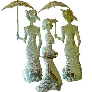 Vintage Home Interiors Victorian Ladies Tin Metal Wall Plaques Decor Collectible